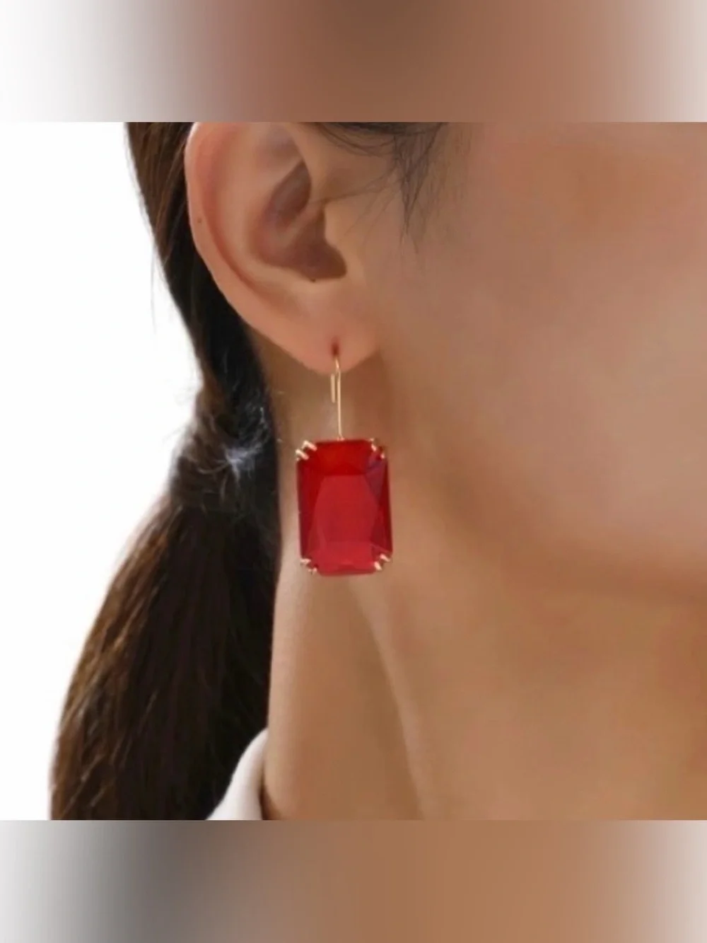 Red Glass Drop Earrings